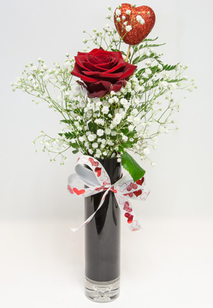 Valentines Single Rose Vase