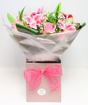 Pink Rose & Lilly Hand-tied